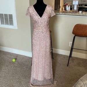 Adrianna Papell blush sequined gown
